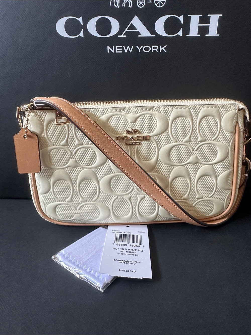 NWT Coach Outlet Nolita 19 In Signature Leather Gold/Light Lemon
